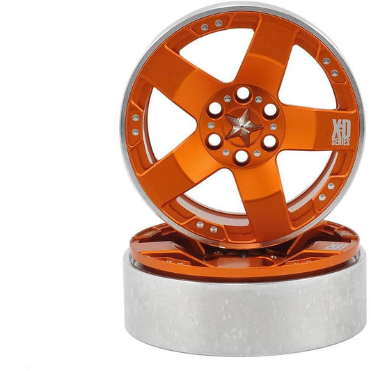Vanquish Products KMC Rockstars 2.2" Beadlock Wheels (2) (Orange)