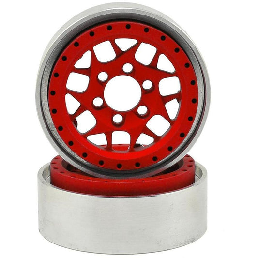Vanquish Products KMC XD127 Bully 1.9 Beadlock Wheels (2) (Red)