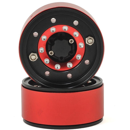 Xtra Speed Rock Crusher High Mass 1.9" Aluminum Beadlock Wheel (Black/Red) (2)