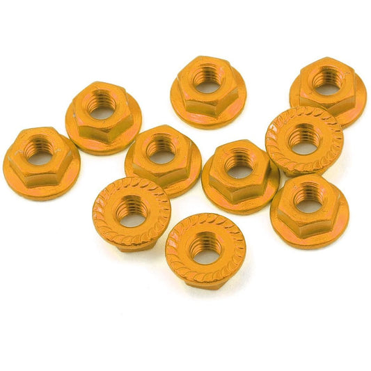 Yeah Racing 4mm Aluminum Serrated Lock Nut (10) (Gold)