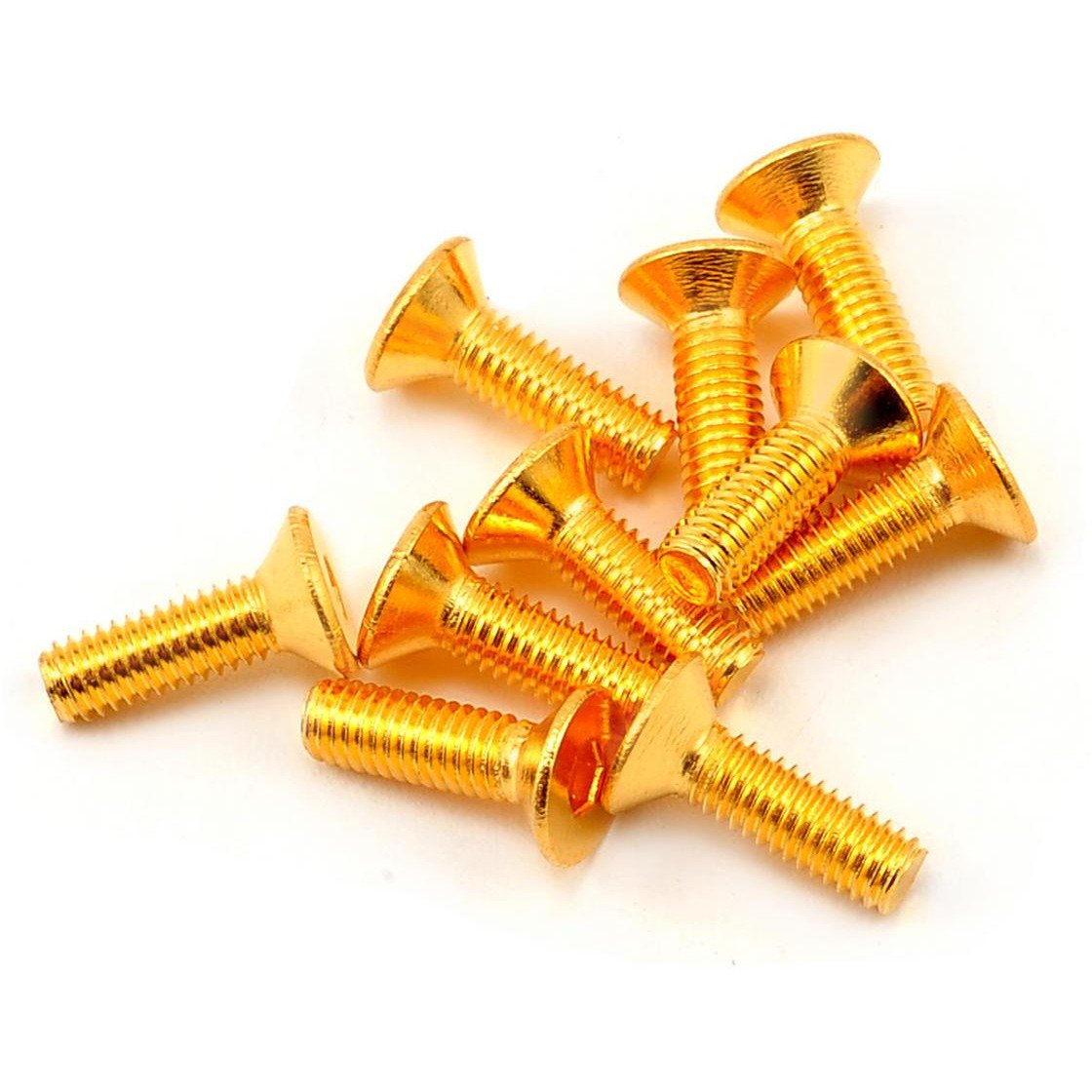 Yeah Racing 3x10mm 24K Gold Coated 12.9 Grade Steel Flat Head Hex Screw (10)