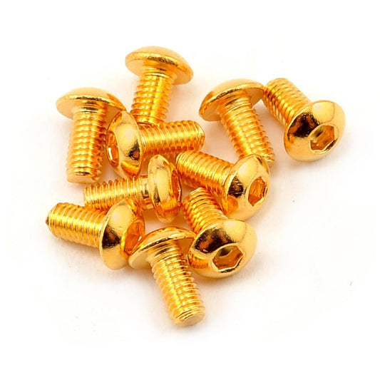Yeah Racing 3x6mm 24K Gold Coated 12.9 Grade Steel Button Head Hex Screw (10)