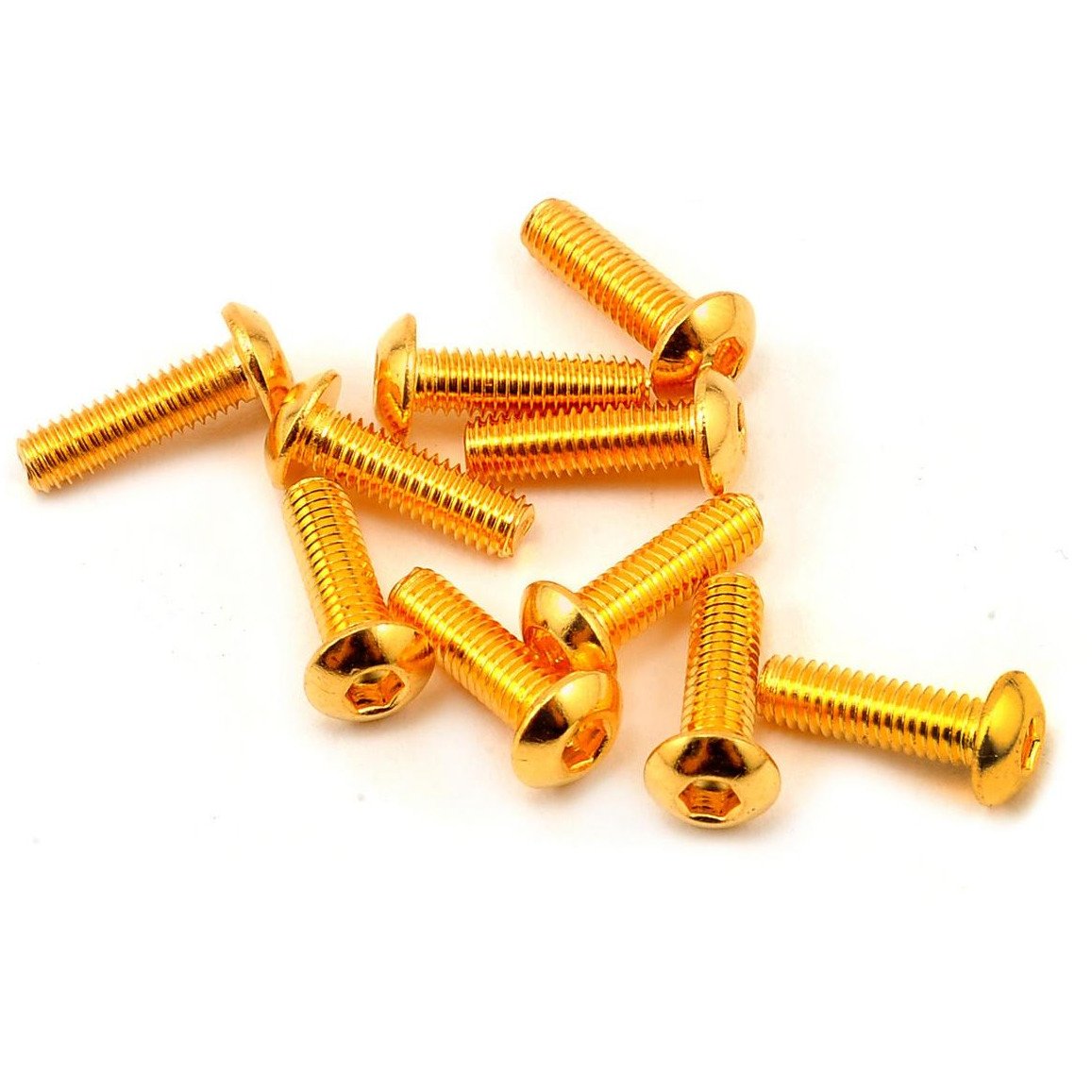 Yeah Racing 3x10mm 24K Gold Coated 12.9 Grade Steel Button Head Hex Screw (10)