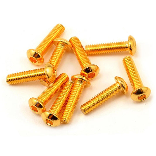 Yeah Racing 3x12mm 24K Gold Coated 12.9 Grade Steel Button Head Hex Screw (10)