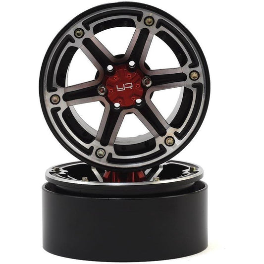 Yeah Racing 2.2 Aluminum CNC 6 Spoke Beadlock Wheel w/Hub (2) (Black)