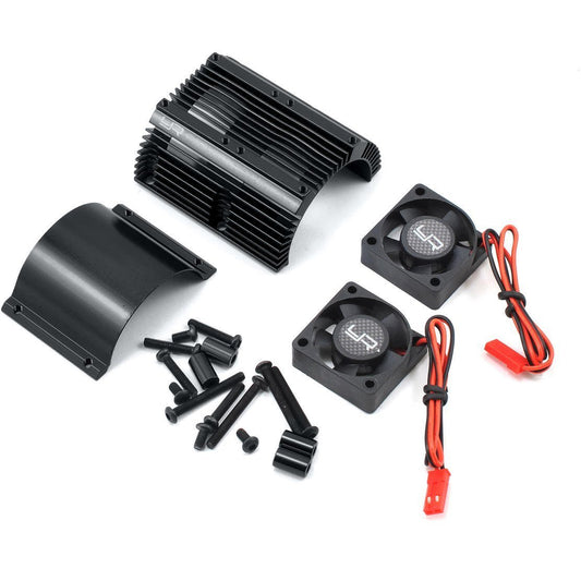 Yeah Racing 1/8 Twin Fan Aluminum Heat Sink w/2 Fans (Black) (40.8mm diameter)