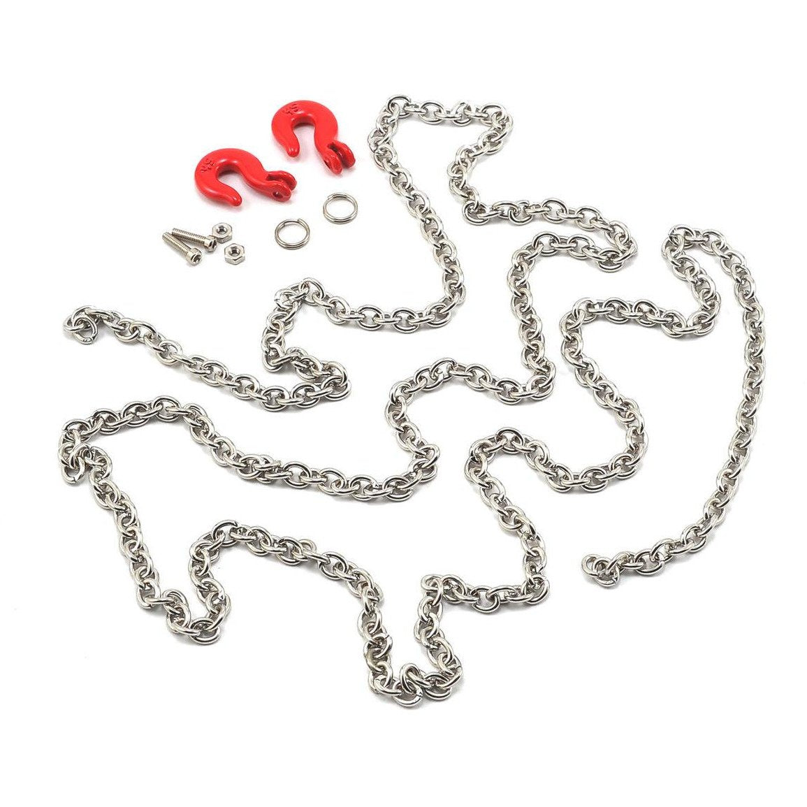 Yeah Racing 96cm 1/10 Crawler Scale Steel Chain Accessory w/Red Hooks (Silver)