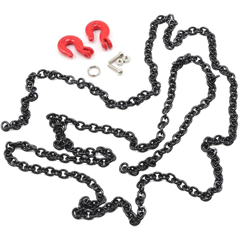 Yeah Racing 96cm 1/10 Crawler Scale Steel Chain Accessory w/Red Hooks (Black)