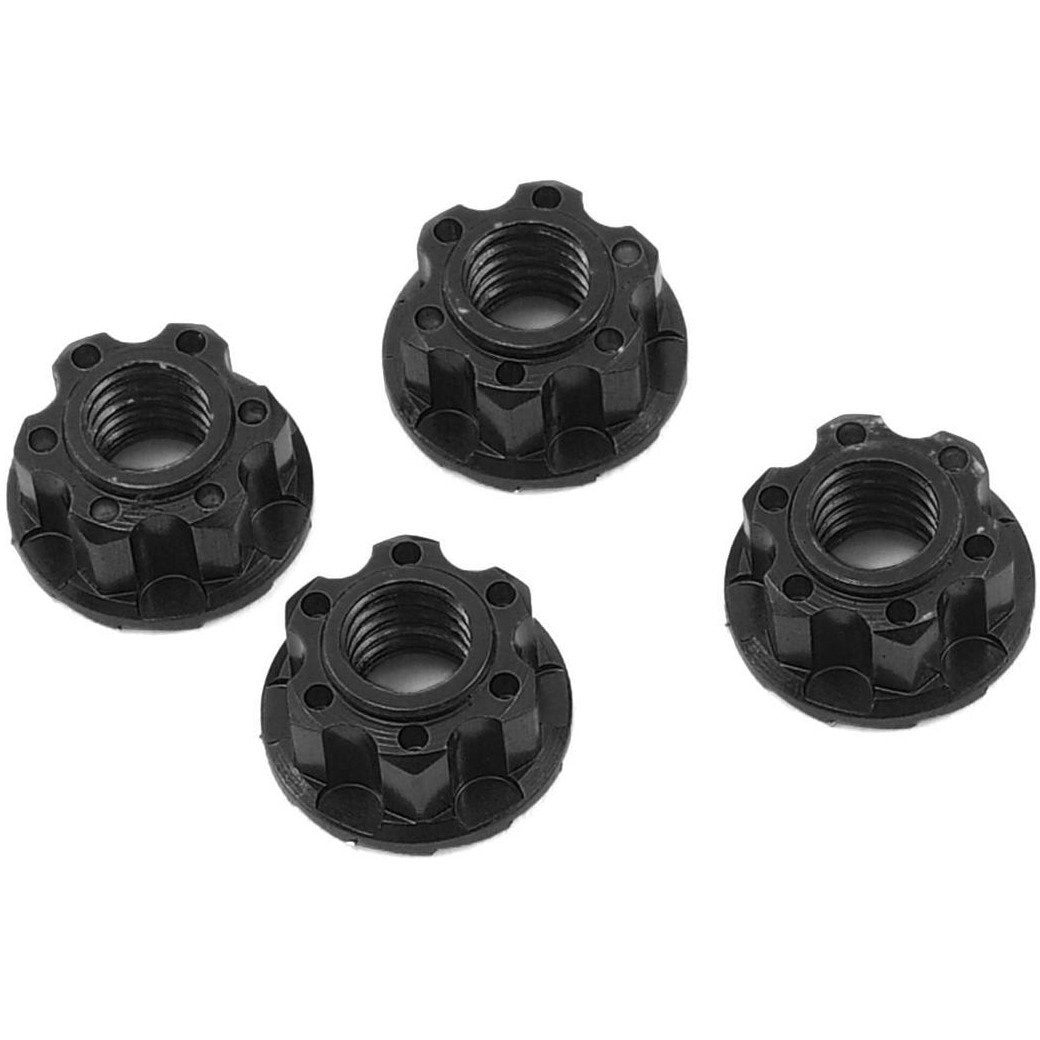 Yeah Racing 4mm Aluminum Serrated Wheel Lock Nut (4) (Black)