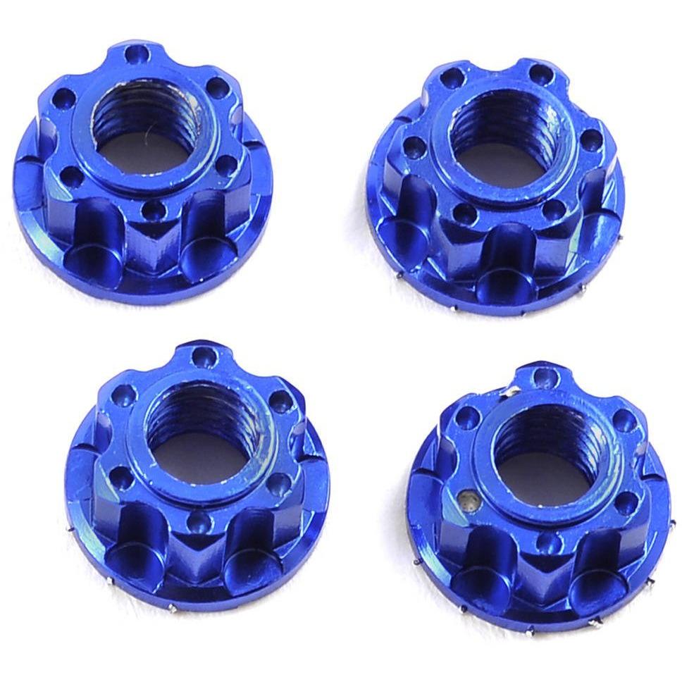 Yeah Racing 4mm Aluminum Serrated Wheel Lock Nut (4) (Dark Blue)