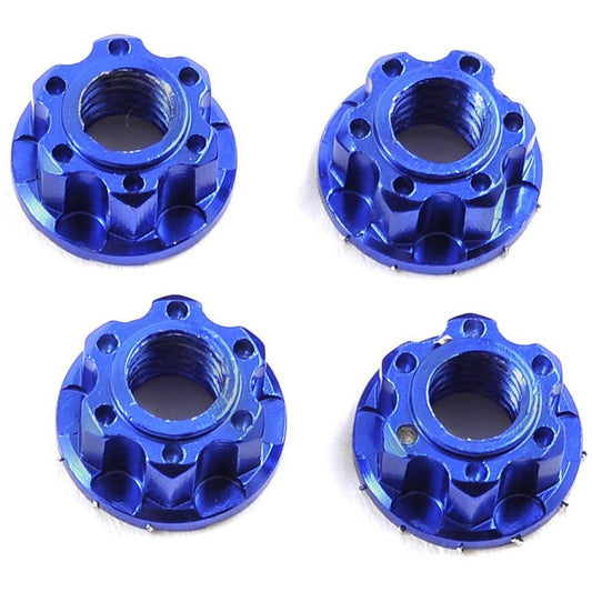 Yeah Racing 4mm Aluminum Serrated Wheel Lock Nut (4) (Dark Blue)