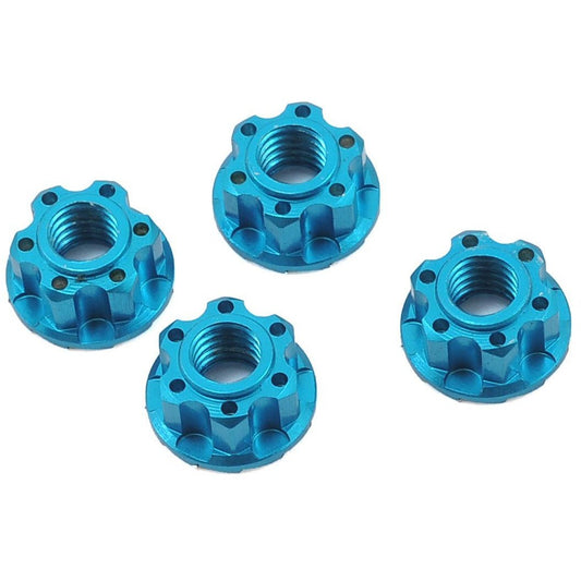 Yeah Racing 4mm Aluminum Serrated Wheel Lock Nut (4) (Blue)