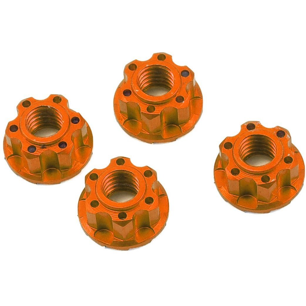 Yeah Racing 4mm Aluminum Serrated Wheel Lock Nut (4) (Orange)