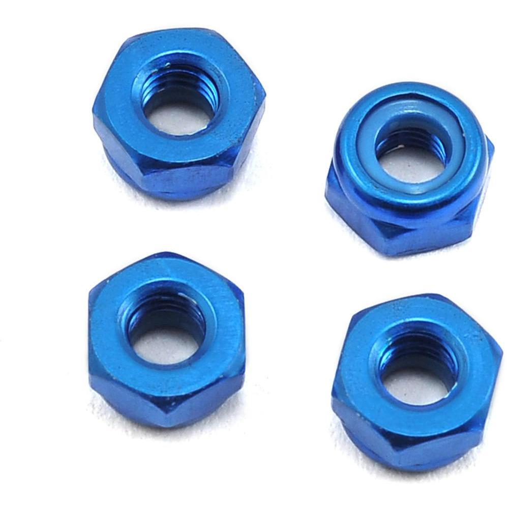 Yokomo 3mm Aluminum Thin Locknut (Blue) (4)