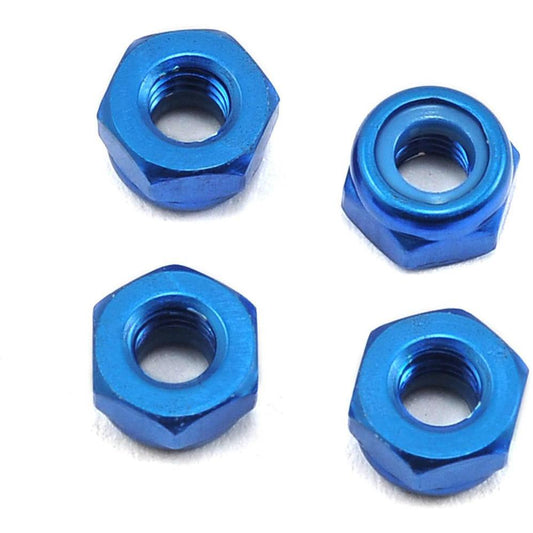 Yokomo 3mm Aluminum Thin Locknut (Blue) (4)