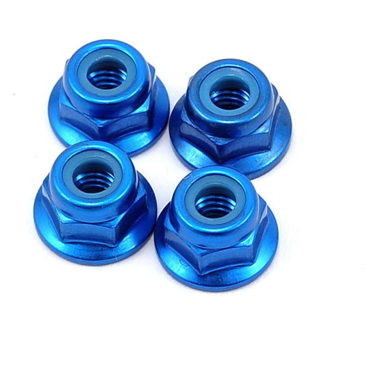 Yokomo 4mm Aluminum Flange Locknut (Blue) (4)