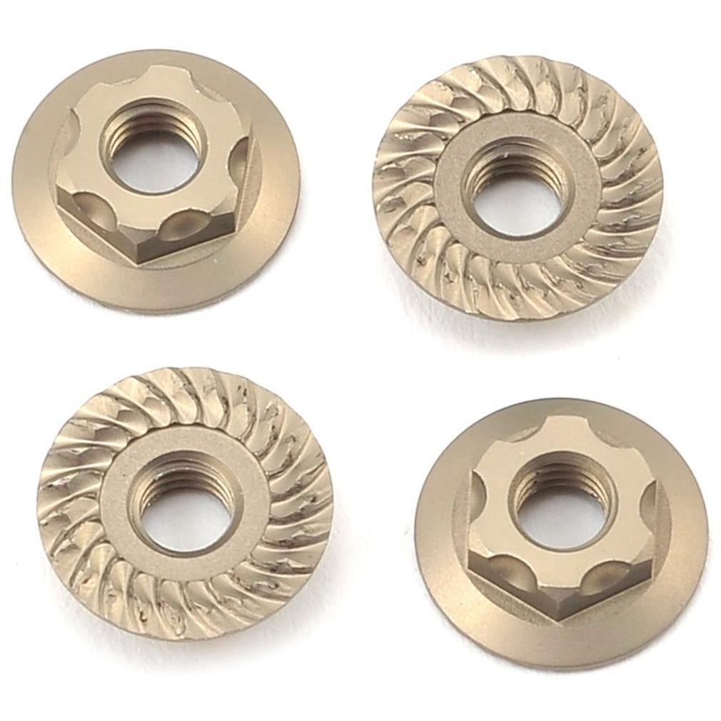 Yokomo 4mm Thin Aluminum Serrated Flanged Nut (4)