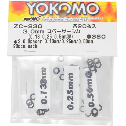 Yokomo 3.0mm Shim Spacer Set (0.13mm, 0.25mm & 0.50mm)